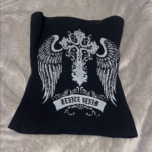 Black tube top with  Silver Winged Cross - Picture 1 of 4